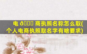 电 🐞 商执照名称怎么取(个人电商执照取名字有啥要求)